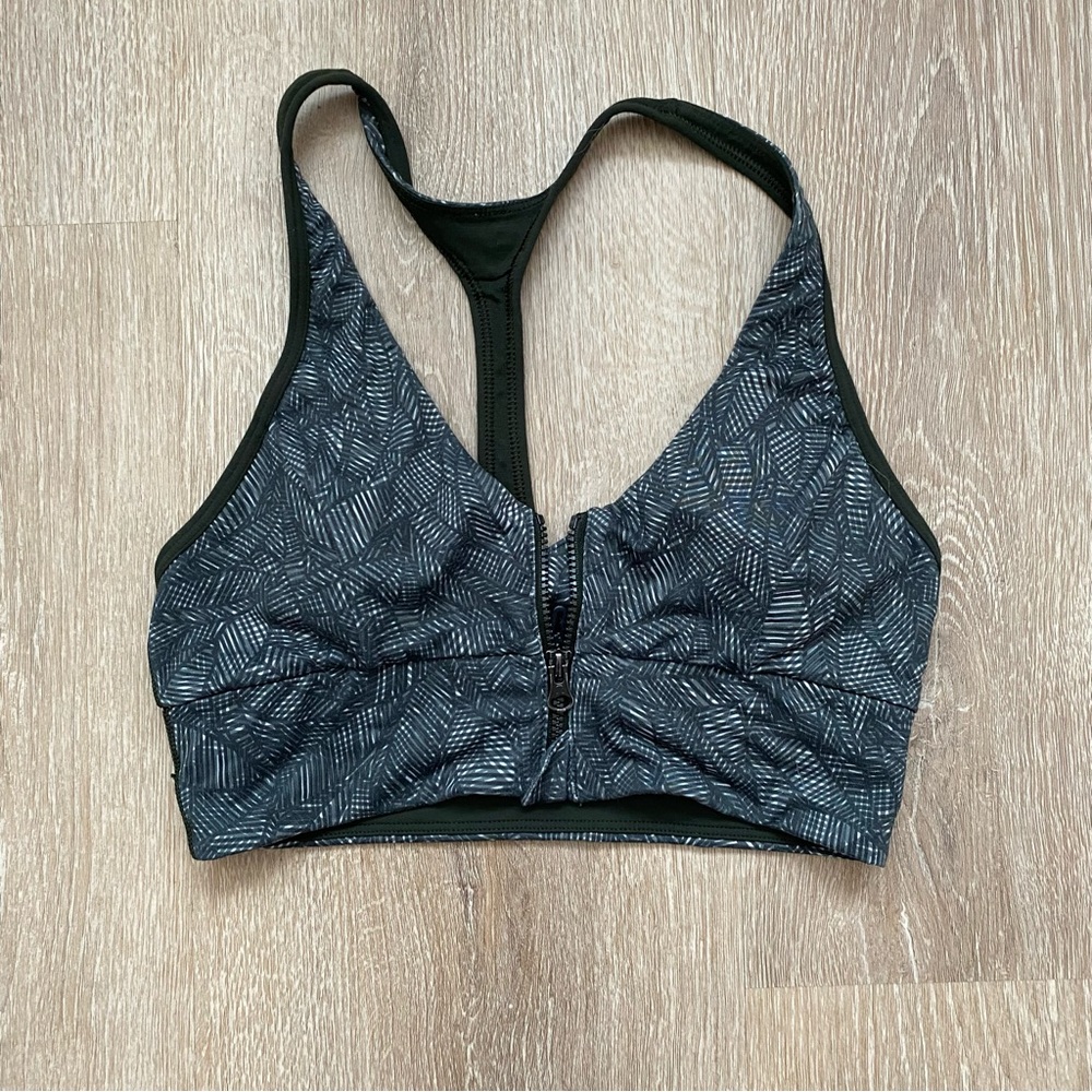 Green Lululemon zip-front Sports Bra